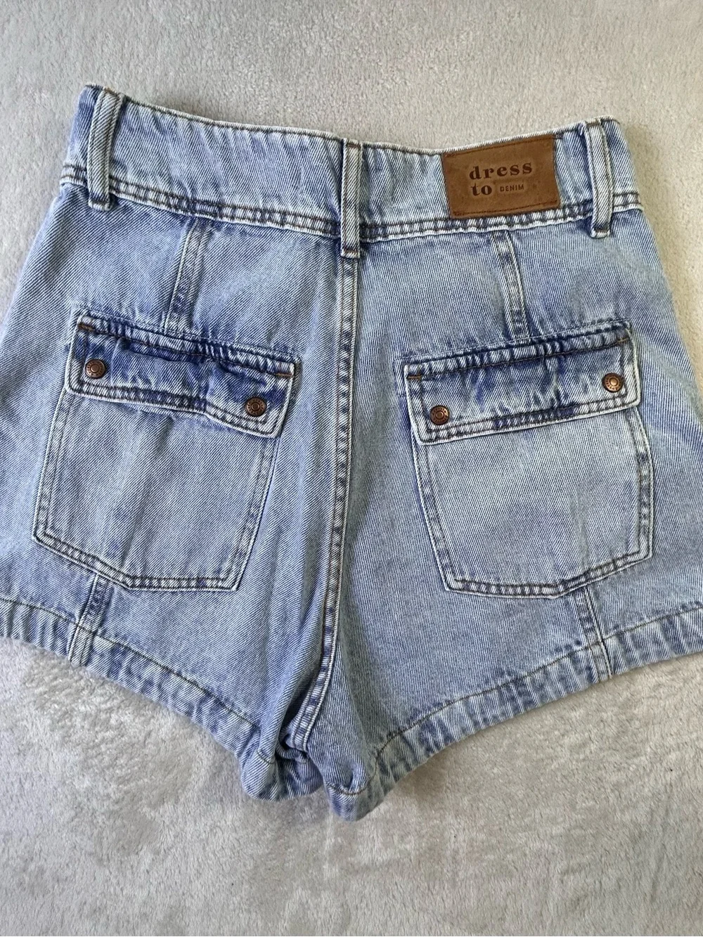 Dress To Denim High Rise Pleated Denim Shorts